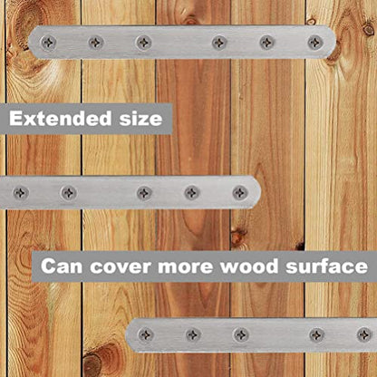 8 Pack Flat Straight Brace Brackets, 8 Inch Stainless Steel Mending Plates Repair Fixing Brackets Heavy Duty Straight Repair Joining Plates for Wood with Screws - size: 8 PCS-8 inch