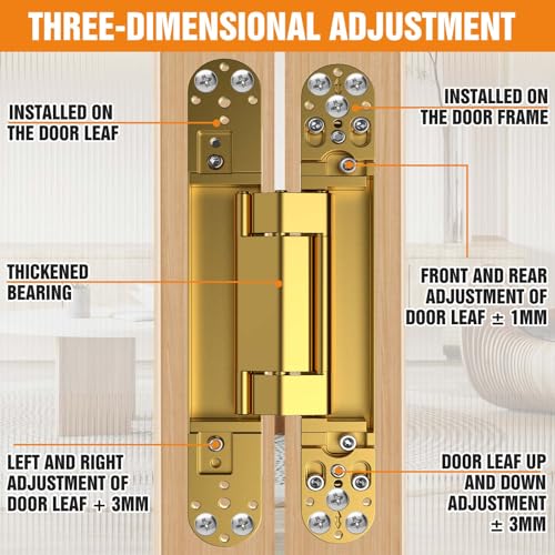 9.7" Hidden Door Hinge/Concealed Hinges,Invisible Hinges - color: Gold, size: 9.7 inches
