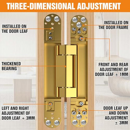 9.7" Hidden Door Hinge/Concealed Hinges,Invisible Hinges - color: Gold, size: 9.7 inches