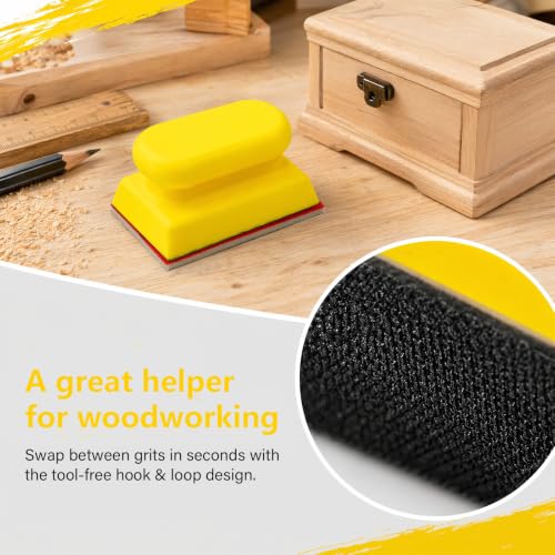 Sanding Block, 3.9 x 2.7 Inch Reusable Sandpaper Holder with Hook and Loop Base, Hand Sanding Block for Wood Furniture, Crafts and Drywall, 1 Holder