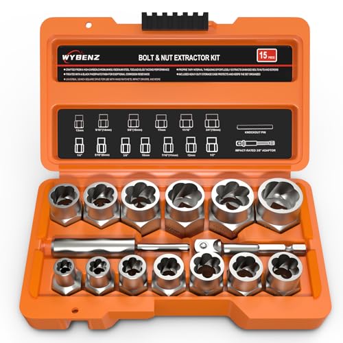 15PCS Bolt Extractor Set, 3/8" Drive Impact Bolt Lug Nut Remover Socket Kit - size: 15PCS