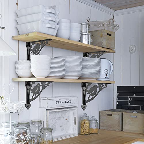 SELEWARE 2 Pack 10" Heavy Duty Shelf Brackets, Bird Decorative L Brackets - size: 10 Inch, style: Bird-2 pack