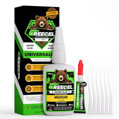 Clear Liquid Medium Super Glue 1 oz + 3g Gel Glue for Plastic Model - color: Medium Viscosity, size: 2 oz