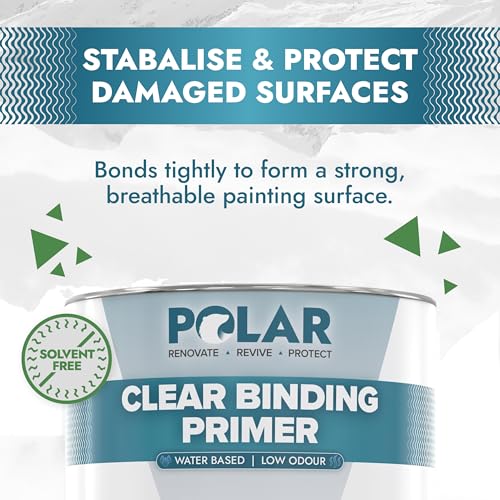 Polar Clear Binding Primer - 33 Fl Oz - High-Adhesion Primer for Drywall, Plaster, Cement, Stucco & Wood - Interior & Exterior Clear Base Coat & Paint Prep - size: 33 Fl Oz (Pack of 1)