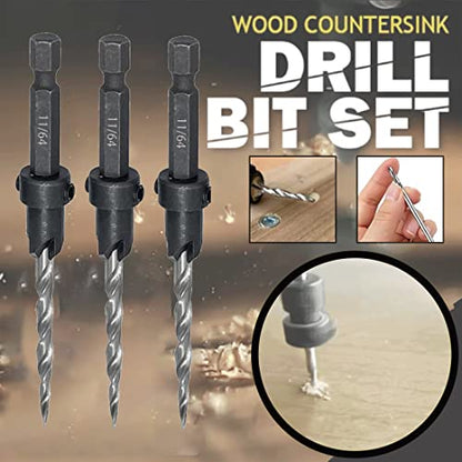 Countersink Drill Bit Set 5PCS 11/64" Wood Bit for Woodworking - size: 7PCS