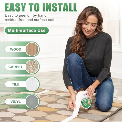 YYXLIFE Double Sided Carpet Tape for Area Rugs & Hardwood Floors, 2" x10YD - size: 2Inch x 10 Yards
