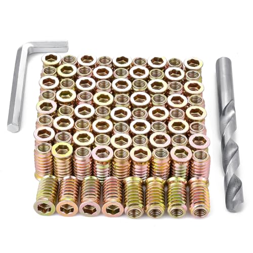 50 Pcs 5/16"-18x25mm Threaded Inserts for Wood for Furniture Reinforcement - size: 5/16"-18x25mm