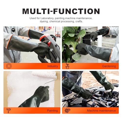 North Tower Heavy Duty Rubber Gloves, Industrial Gloves,Black (22in,2pair) - size: 22”（2 pair）