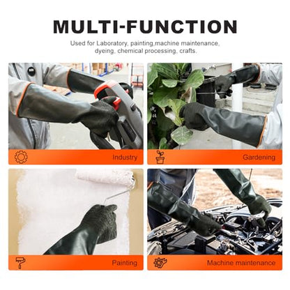 North Tower Heavy Duty Rubber Gloves, Industrial Gloves,Black (22in,2pair) - size: 22”（2 pair）