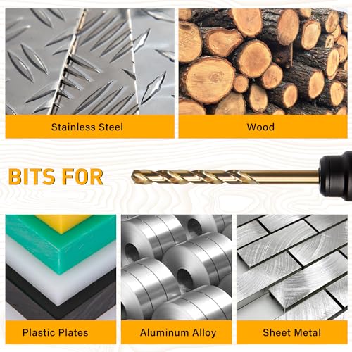 13Pcs Cobalt Drill Bit Set, M35 HSS Jobber Length Drill Bit for Hardened Metal, Cast Iron, Stainless Steel, Plastic, and Wood, 1/16" - 1/4" - style: 13PCS