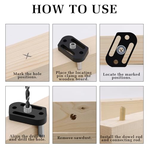 Self Centering Doweling Jig with 8 Drill Bushings(3-10mm) Handheld Jig - color: Light Black