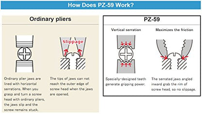 ENGINEER PZ-59 8" Heavy Duty Screw Removal Pliers Made in Japan