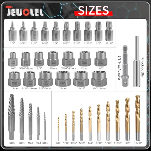 40PCS Bolt & Screw Extractor Set, Left Hand Cobalt Drill Bit Kit