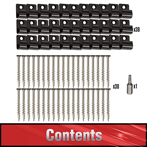 Start Clips, Hidden Deck Starter Clips for Composite Decking, Hidden Fasteners Starter Clips with Decking Screws, 36 Pack, Black