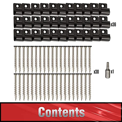 Start Clips, Hidden Deck Starter Clips for Composite Decking, Hidden Fasteners Starter Clips with Decking Screws, 36 Pack, Black