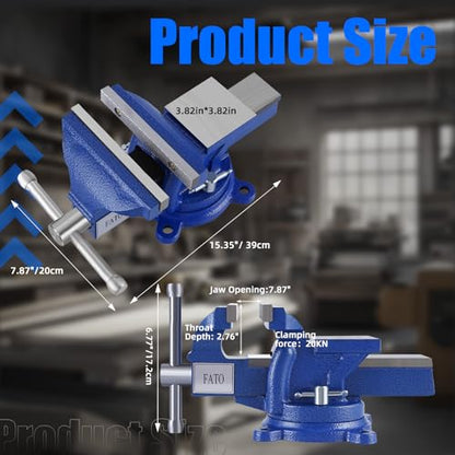 FATO 8” 360° Iron Heavy Duty Bench Vise, 4000LB - size: Light-8"