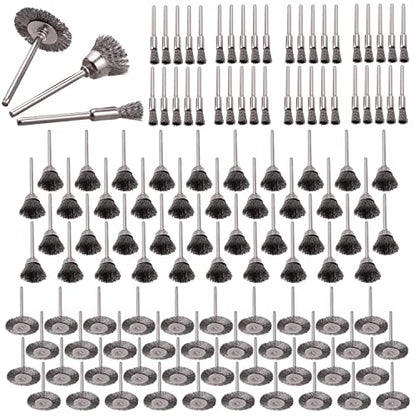 Rocaris 120 Pack Wire Buffing Wheel Brush Set with 1/8" Shank