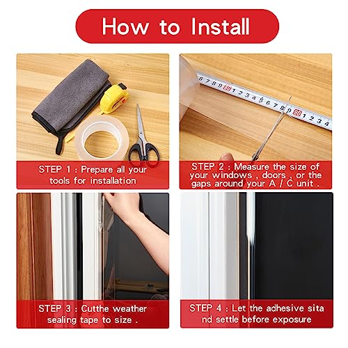 Transparent Weather Sealing Tape, Clear Draft Isolation Film Tape for Door Draft Stopper, Adhesive Tape for Doors, Windows and Shower Glass Gaps - No Residue (2 Inch x 33Ft) - size: 2in-33ft