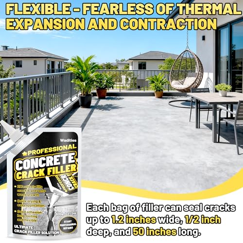 Concrete Crack Filler, 2.65LB High Elasticity Cement Crack Repair Sealant - size: 2pcs, 2.65LB