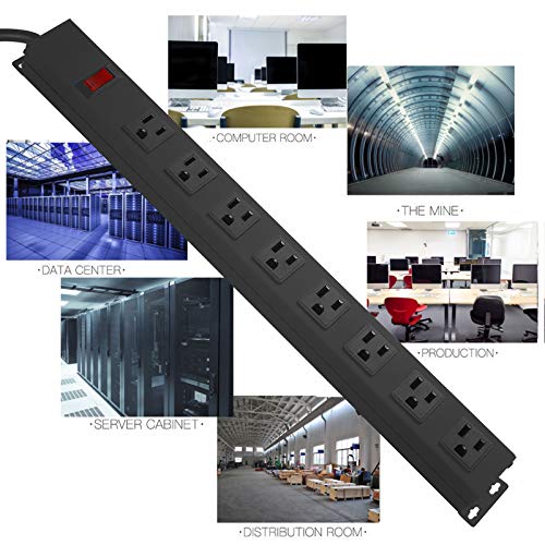 HHSOET Heavy Duty Long 8 Outlets, 14AWG Extension Cord, Black, 6FT, 1 - size: 6ft