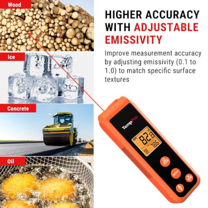TempPro TempScan Mini-Sized Infrared Thermometer Gun for HVAC Engine BBQ - style: IR Thermometer with Laser