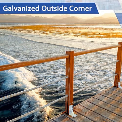 Gisafai 1 Pcs 8.5 x 8.5 x 5 Inches Heavy Duty Galvanized Inside Corner Galvanized Steel 90 Degree L Shape Pergola Hardware for DIY Dock Construction Projects Furniture Corner