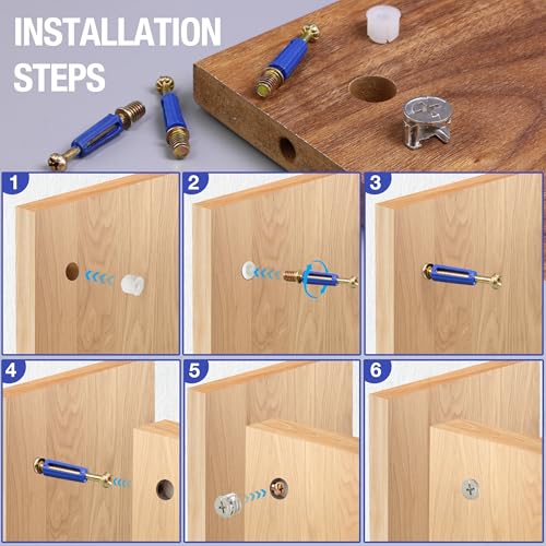 10 Sets Furniture Cam Lock Fasteners, 3-in-1 Cam Locks for Furniture, Cam Lock Fittings Cam Connector Furniture Replacement Parts, 1-9/16" / 40mm Dowel with Blue Plastic Sleeve - size: 1-9/16" ( 40mm )
