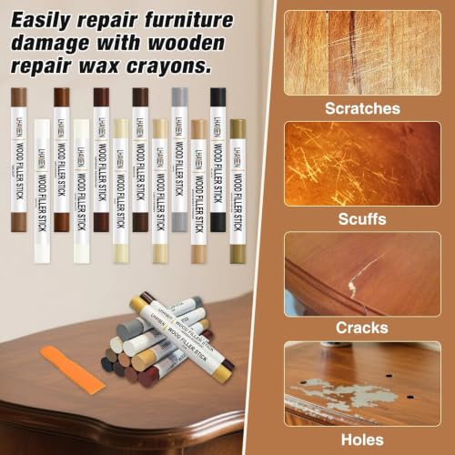 12 Colors Wood Filler Sticks, Wood Wax Crayons - color: Light Color 12pcs