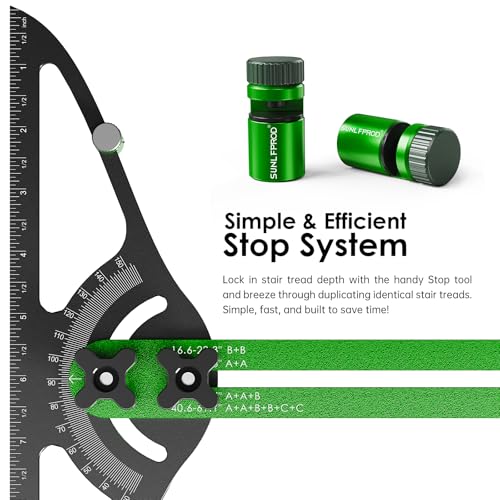 Stair Tread Template Tool - Dual Solid Nut Locking Stair Tread Tool Jig - color: Green-Gray