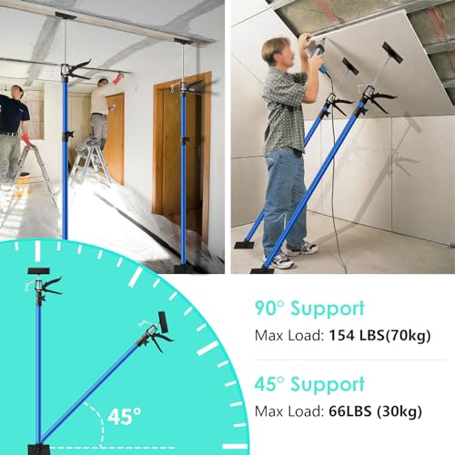 Cabinet Jack for Installing Cabinet & Drywall, Adjustable 3rd Hand Support Pole 45-114 inch, Steel Lift Jack Supports 154 lbs, 2 Pack with Bag (Dodger Blue) - color: Dodger Blue