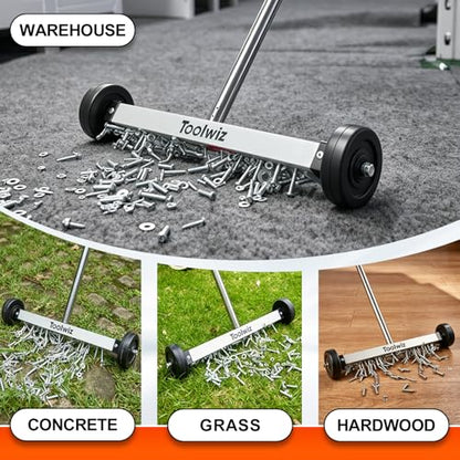 Toolwiz 15" Rolling Magnetic Sweeper 10 Lbs Rolling Magnetic Sweeper - size: 15 Inches