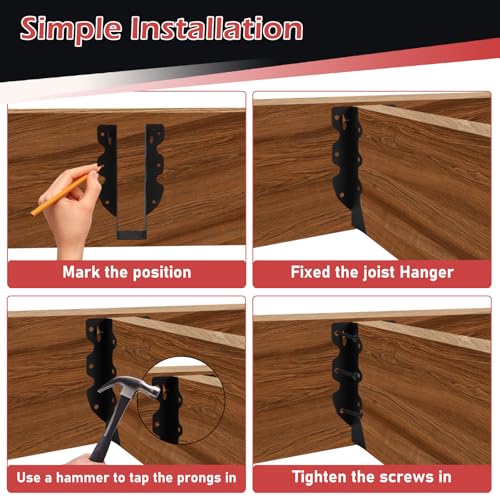 16 Pcs 2"x 8" Joist Hanger|Q235B Carbon Steel - size: 16, style: 2"x 8"