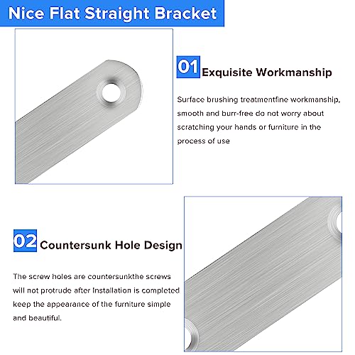 4 Pack Straight Brace,Flat Brace 9.7” x 0.75”,Stainless Steel Flat Metal Braces,Repair Bracket with Screws - size: 246mm/4 Pcs