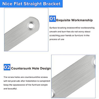 4 Pack Straight Brace,Flat Brace 9.7” x 0.75”,Stainless Steel Flat Metal Braces,Repair Bracket with Screws - size: 246mm/4 Pcs