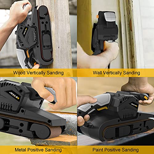 Jellas 7Amp Handheld Belt Sander, 3 21 Inch with Dust Bag for Woodworking