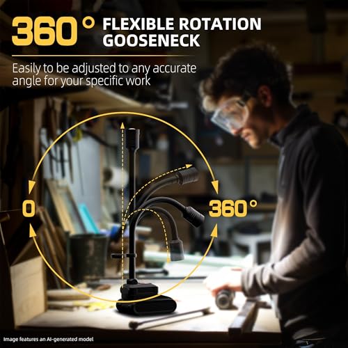 Favorlite Rechargeable Gooseneck Work Light, 2000LM Magnetic Flexible Lamp