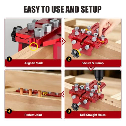 Dowel Jig Kit w/Position Stop & Clamp for Multi-Joint Straight Holes