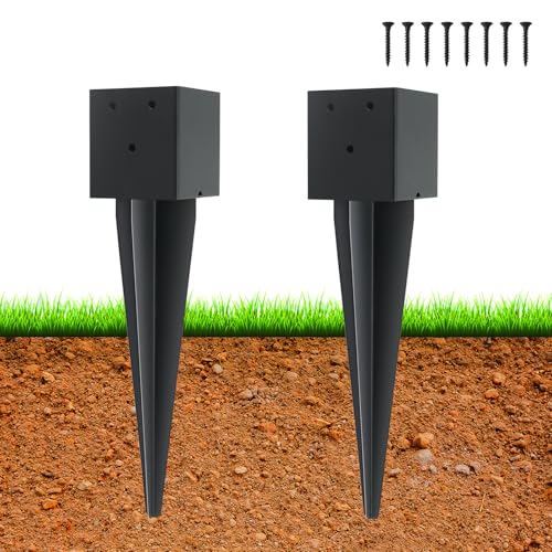 2 Pcs 16 Inch 4"x4" Fence Post Anchor Ground Spike(Internal 3.6"x3.6") - size: 2 Pcs, style: 4"x 4"