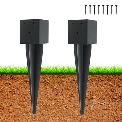 2 Pcs 16 Inch 4"x4" Fence Post Anchor Ground Spike(Internal 3.6"x3.6") - size: 2 Pcs, style: 4"x 4"