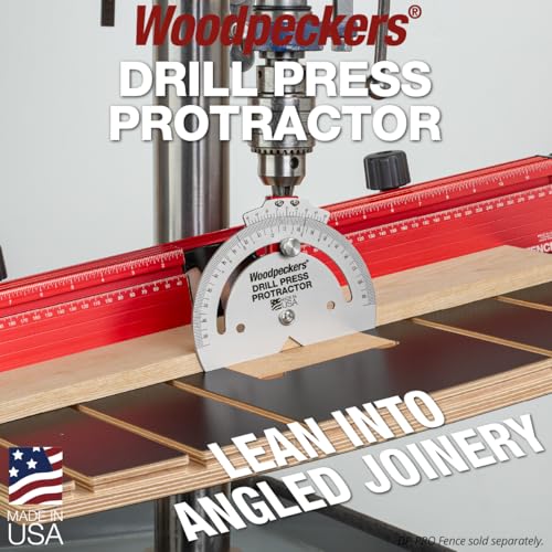 Woodpeckers Drill Press Protractor, Set Angles Quickly & Accurately on Drilling Table & Band Saw, USA Made Drill Press Accessory - DPP