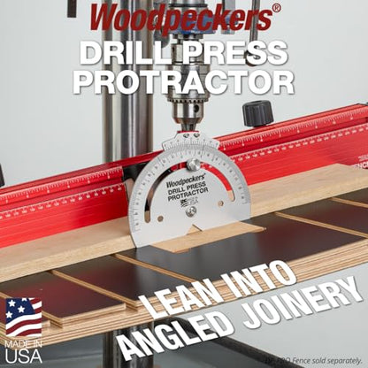 Woodpeckers Drill Press Protractor, Set Angles Quickly & Accurately on Drilling Table & Band Saw, USA Made Drill Press Accessory - DPP
