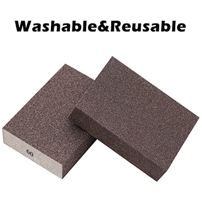 6Pcs Sanding Sponge 60 Grit Coarse Blocks for Metal Sanding Wood Sanding Brush Washable&Reusable N-G-001-60 - size: 60 Grit