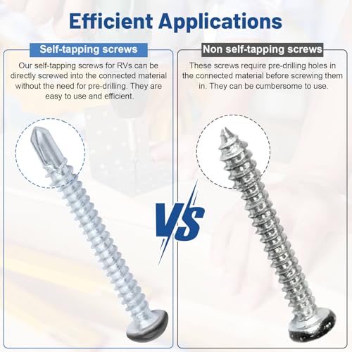 Pan Head Metal RV Screws Black #8 X 1/2" - 100 Pcs - size: #8x1/2"