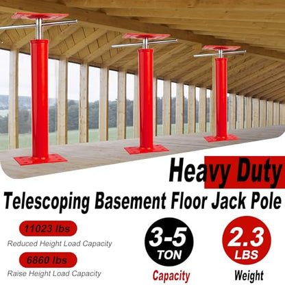 16"-21" Adjustable House Jack | 5-Ton Heavy Duty Floor Basement Jacks - color: Red, size: 16"-21"(3 Pack)