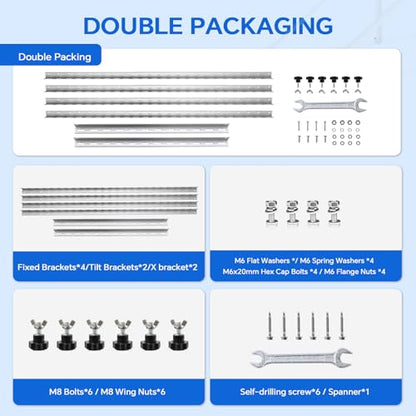 45 Inch 2 Sets Solar Panel Mounting Brackets Kit 0-90 Adjustable Solar Panel Tilt Mount Brackets for 100-400W Panels Windproof for Roof,RV,Ground,Boat and Off-Grid. (2Sets Upgrade) - size: 45IN Enhanced 2 Sets