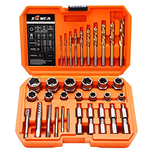 XEWEA 39PCS Screw & Bolt Socket Extractor Set with Left Hand Drill Bit Set - color: 39pcs
