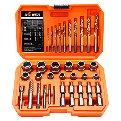 XEWEA 39PCS Screw & Bolt Socket Extractor Set with Left Hand Drill Bit Set - color: 39pcs