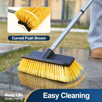 Yocada Deck Brush with 4-Section Extendable Handle Floor Scrub Brush