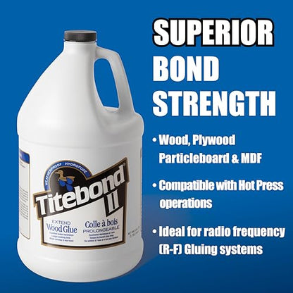 Titebond II Extend Wood Glue 1 Gal. – Slow-Set, Type II Water-Resistant Adhesive – 4136 - size: 128 fluid ounces, style: Titebond II