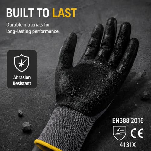 LunaDream Work Gloves MicroFoam Nitrile Coated-6 Pairs,Seamless Knit Nylon Gloves,Gray Work gloves - size: 10X-Large